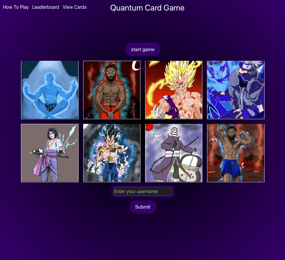 Creative web design Halifax for The Quantum Card Game, a hand-drawn memory game demonstrating complex game logic and seamless state management