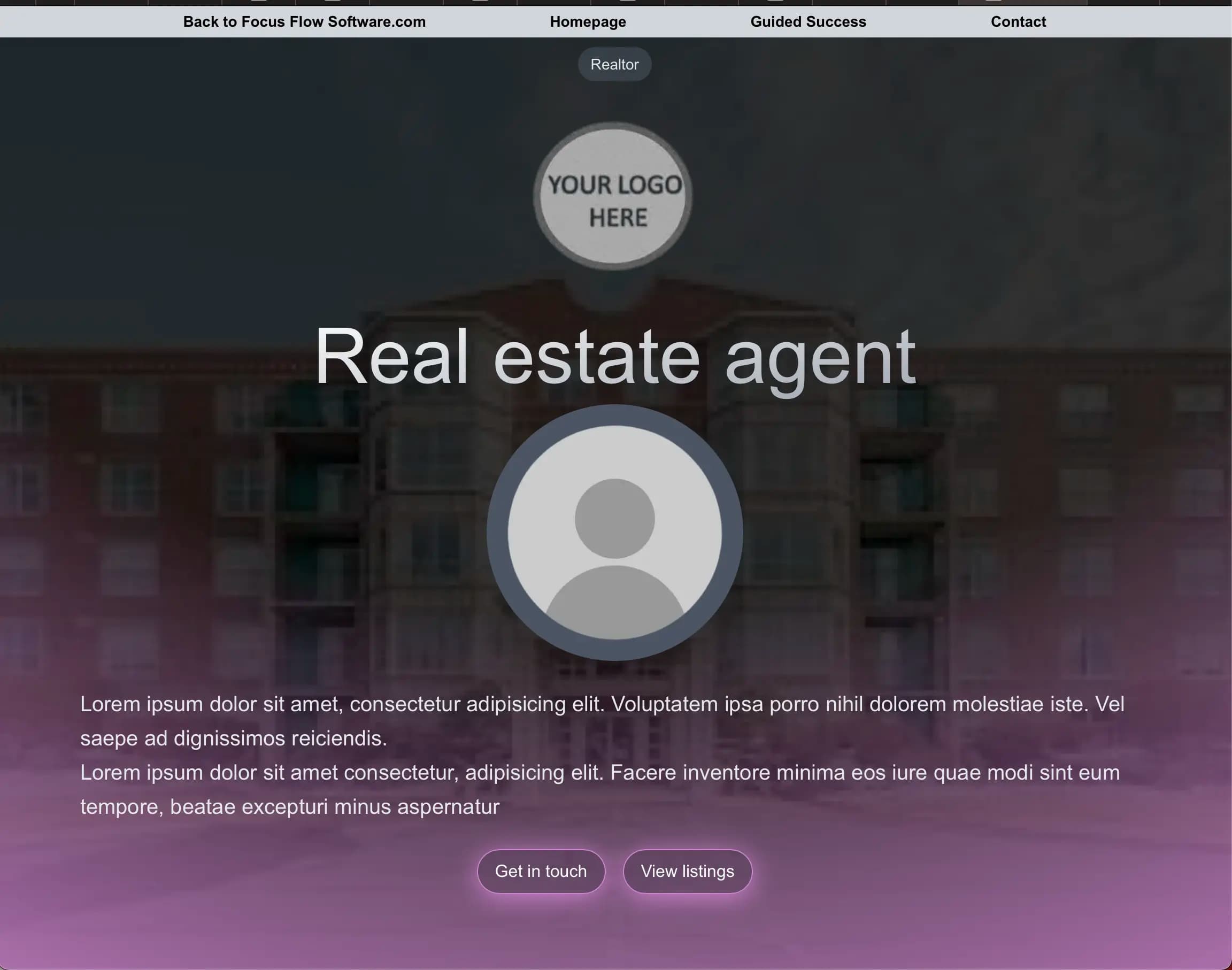 The web page for realtors